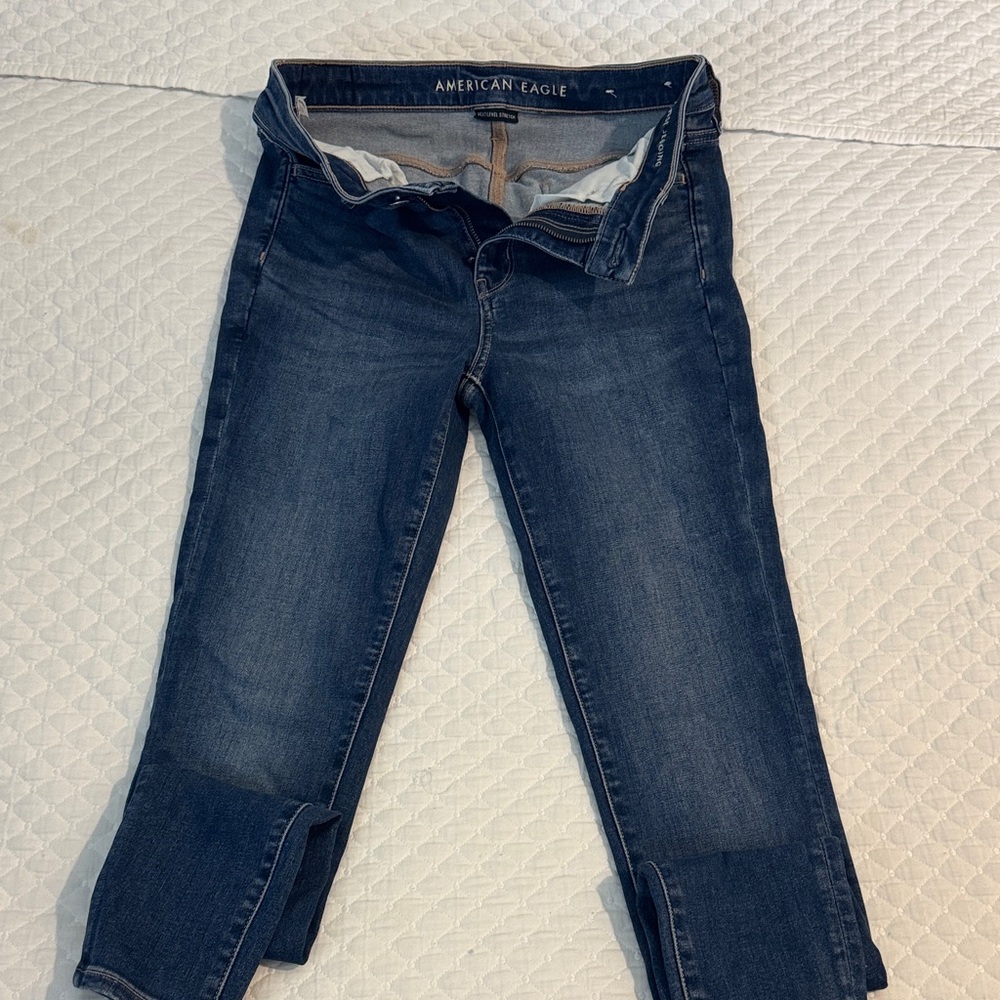American Eagle Outfitters Deep Blue Ankle Jeans